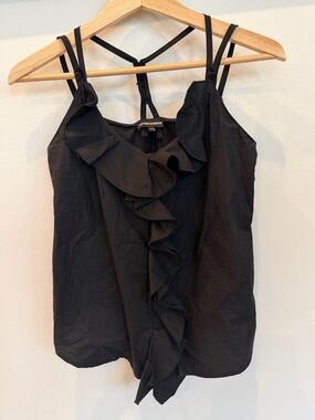 Emporio Armani Black Ruffle-Front Double-Strap Camisole